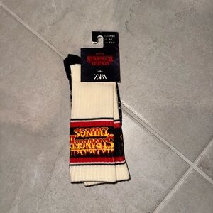 Zara Cream, Black & Red Stranger Things Crew Socks